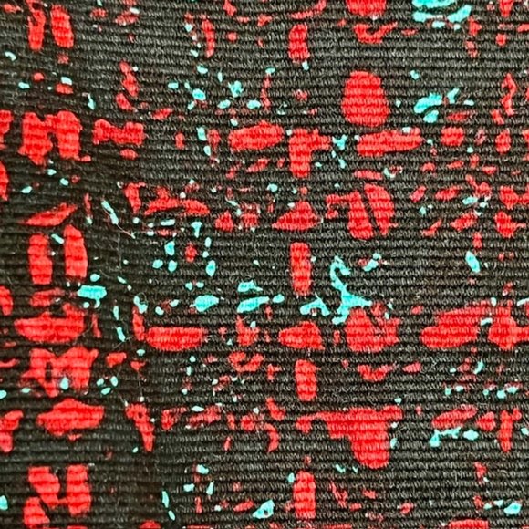 Nanette Lepore Colette Fit/Flare Dress Cotton/Silk/Leather - Black/Red/Aqua - 6 - Picture 8 of 11